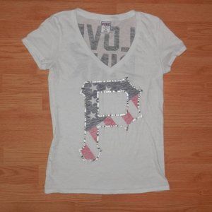 Victoria Secret V Neck T Shirt Pirates Patriotic